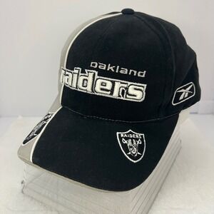 OAKLAND RAIDERS REEBOK Hat NFL Mens OSFA Black Grey Embroidered‎ Strapback Retro